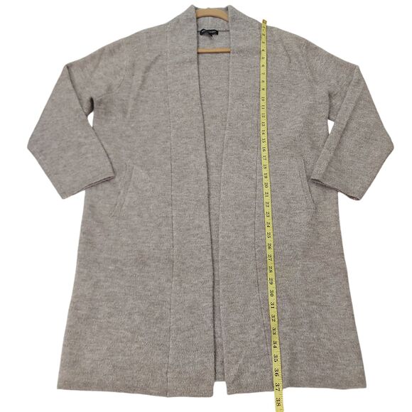 Banana Republic Open Cardigan Womens Medium Brown Wool Blend Cozy Knit Longline - Picture 10 of 11